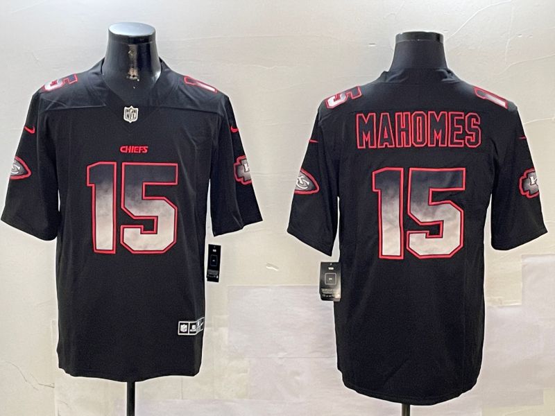 Men Kansas City Chiefs #15 Mahomes Black Nike Smoke Fashion 2024 Limited NFL Jersey style 1->houston texans->NFL Jersey